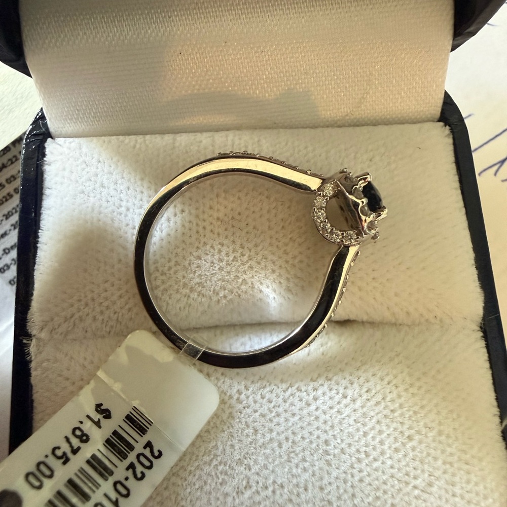 NWT 14K 14KT White Gold & Sapphire Ring Size 6.5 Tagged $1875 - Picture 4 of 6